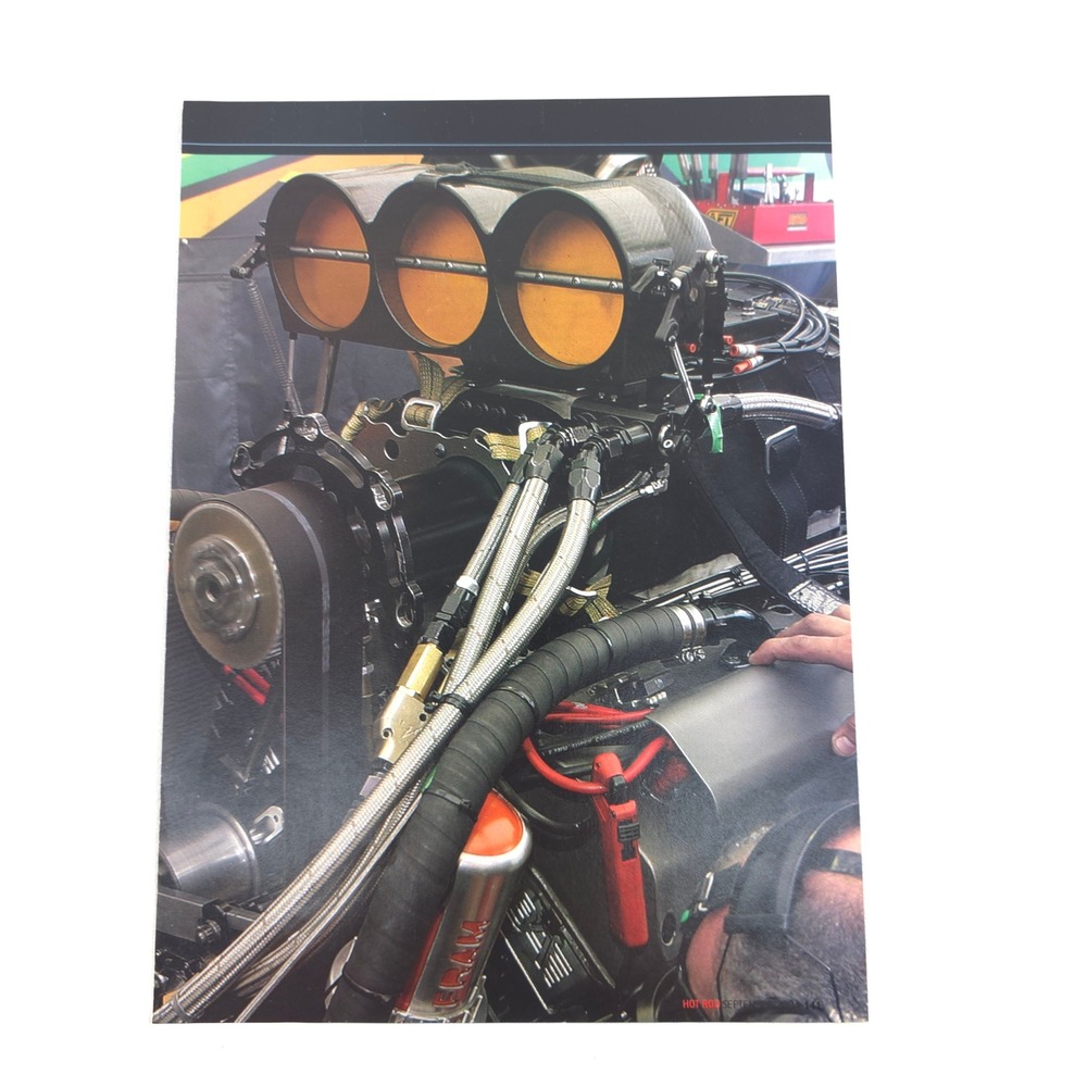 Top Fuel Dragster Engine Print Ad NHRA Wrench Art Fram Fuel Line Garage Decor